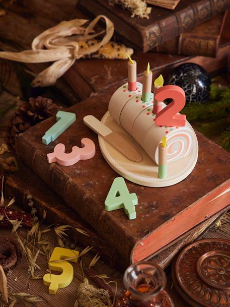 Gâteau roulé d'anniversaire en bois FSC® marron 
