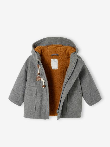 Manteau duffle-coat bébé avec capuche encre+gris chine 