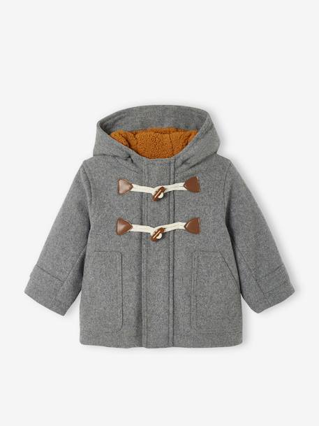 Manteau duffle-coat bébé avec capuche encre+gris chine 