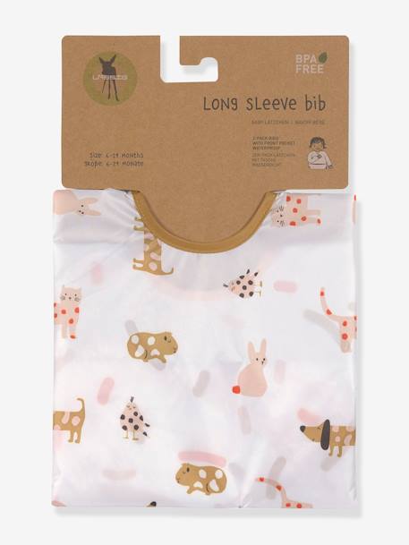 Lot de 2 bavoirs manches longues LÄSSIG bleu+bleu glacier+blush+forest lapin+Forest renard+lilas+orange+rouge+tiny farmer mouton+vert 