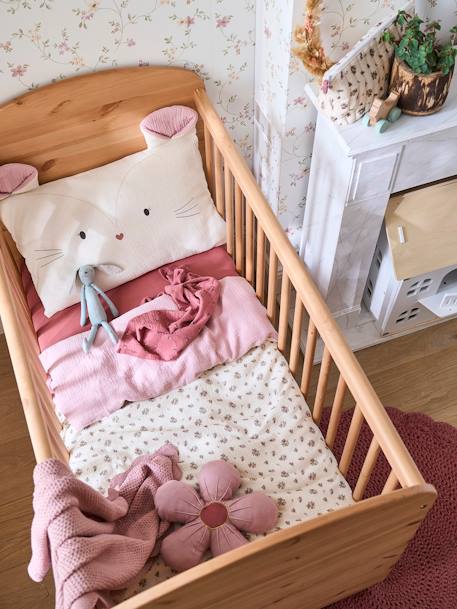 Baby Bettbezug ,,Landhaus' Oeko-Tex beige/rosa 