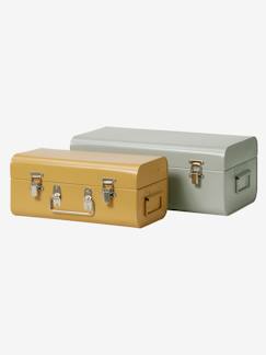 Chambre et rangement-Rangement-Bac, boîte, panier de rangement-Lot de 2 malles en métal gigognes
