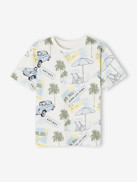 Jungen T-Shirt, Urlaubs-Print weiss bedruckt 