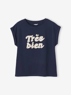 Fille-T-shirt, sous-pull-T-shirt à message motifs fleurs fille