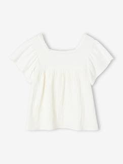 Mädchen-T-Shirt, Unterziehpulli-Mädchen Bluse mit Materialeffekt