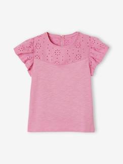 Mädchen-T-Shirt, Unterziehpulli-T-Shirt-T-Shirt mit Volant‰rmeln und Lochstickerei