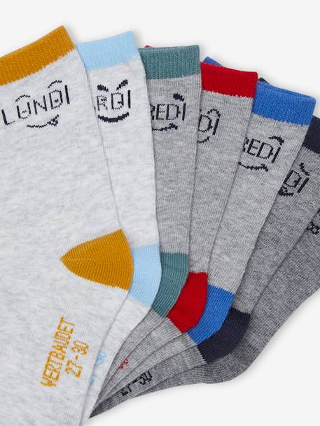 7er-Pack Kinder Socken mit Wochentag grau meliert 