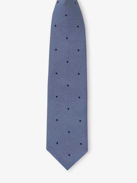 Cravate imprimée à pois garçon bleu 