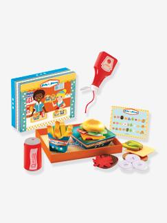 Spielzeug-Nachahmungsspiele-Küche, Geschirr und Lebensmittel-Kinder Spielset “Kelly & Johnny Burgerrestaurant“ DJECO