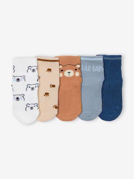 5er-Pack Baby Socken mit Bär braun 