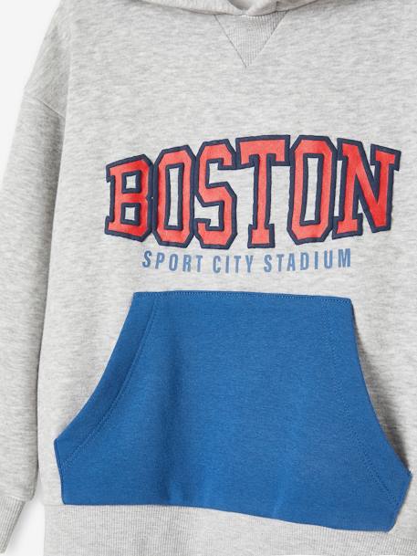 Sweat à capuche sport motif team Boston garçon gris chiné 