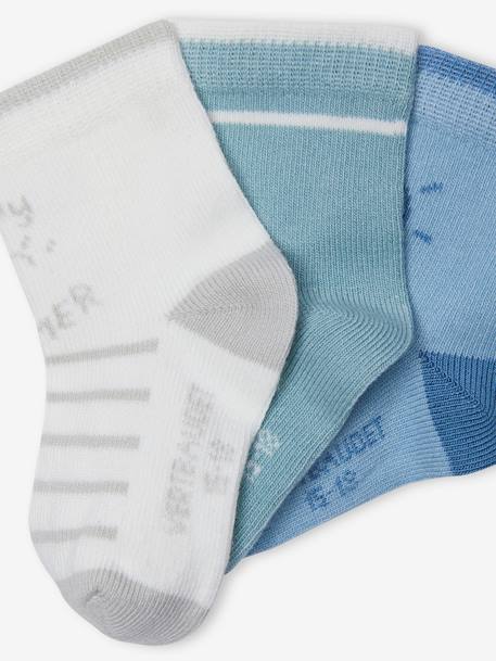 Lot de 3 paires de chaussettes 'sunny' bébé bleu azur 