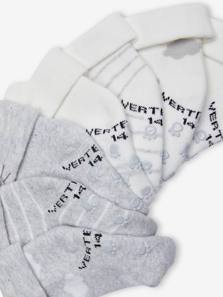 7er-Pack Baby Socken mit Wolke und Bär grau meliert 