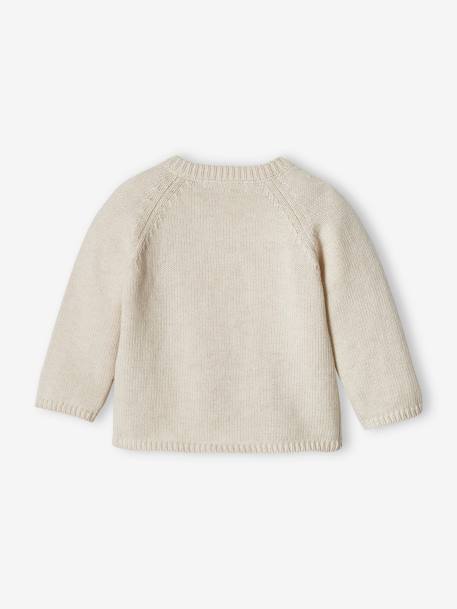 Pull bébé en tricot ouverture devant beige chiné 