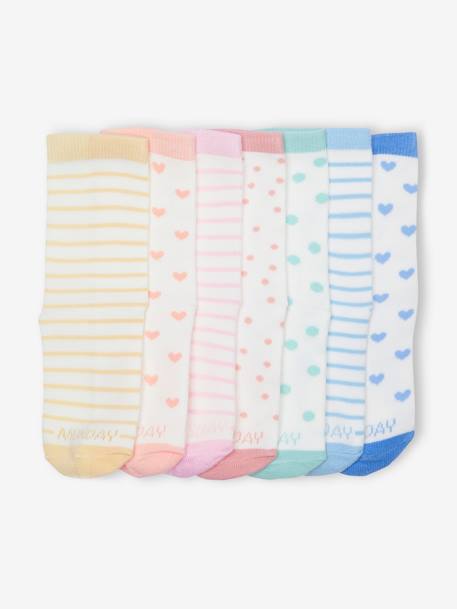 Lot de 7 paires de chaussettes fille semainier écru 