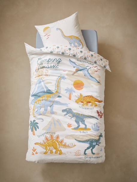 Parure enfant JURASSIC CAMP Oeko-Tex® blanc imprimé 