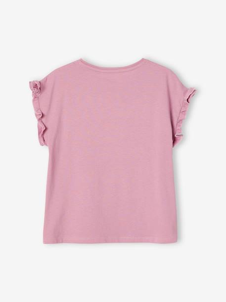 Mädchen T-Shirt mit Volantärmeln ecru+malve+marine+pfirsich+zartgelb 