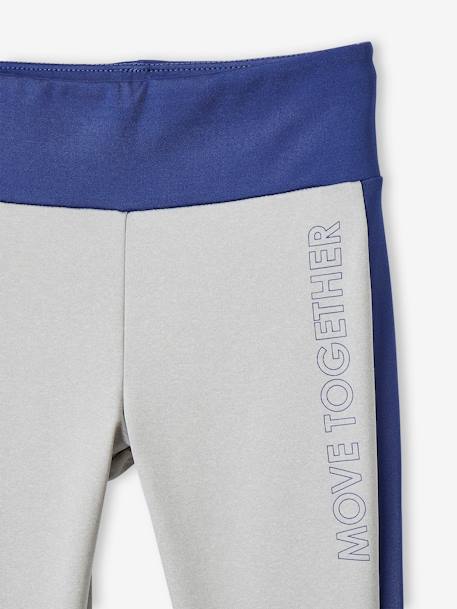 Legging sport matière technique fille bandes côtés gris chiné 