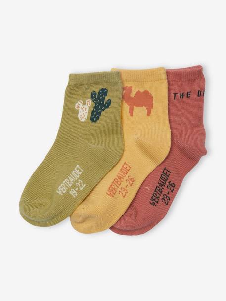 3er-Pack Baby Socken mit Kaktus khaki 