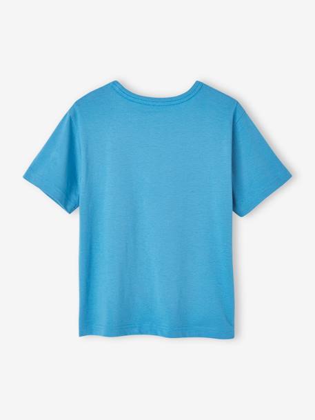 T-shirt maxi motif détails encre gonflante garçon bleu azur+vert 