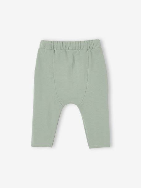 Pantalon bébé en maille piquée marron+vert d'eau 