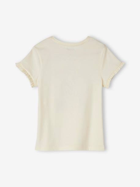 Tee-shirt 'Egérie' fille manches courtes volantées écru+ivoire+rose pâle+rose poudré+vert d'eau 