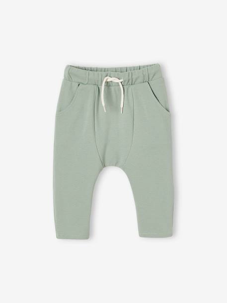 Pantalon bébé en maille piquée marron+vert d'eau 