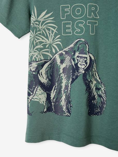 Jungen T-Shirt aus Bio-Baumwolle, Tier-Print himmelblau+salbeigrün 
