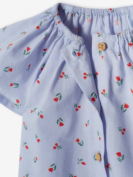 Baby Bluse mit Schmetterlingsärmeln zartblau+zartgelb 