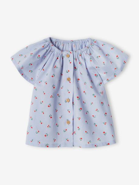 Baby Bluse mit Schmetterlingsärmeln zartblau+zartgelb 