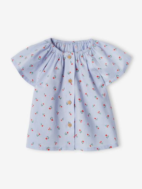 Blouse bébé manches papillon bleu pâle+jaune pâle 