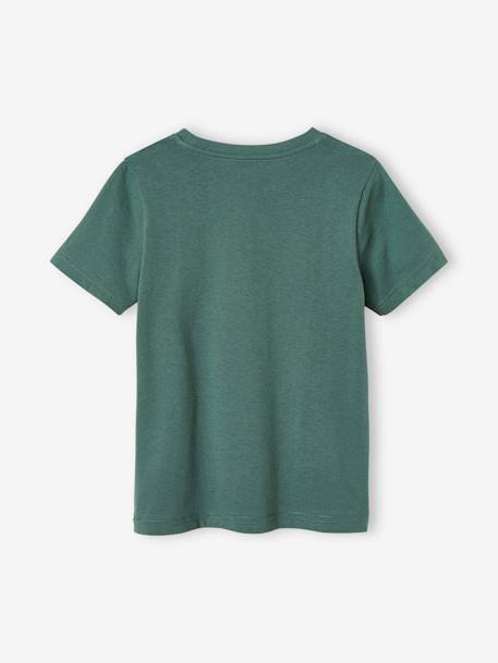 T-shirt animal en coton bio garçon bleu ciel+vert sauge 