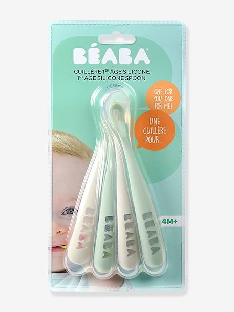 BEABA® 4 Softlöffel, BPA-frei, 4-12 Monate BLAU/GRAU/CURRY+blue/ eucalyptus/ pink/ mist+salbeigrün 