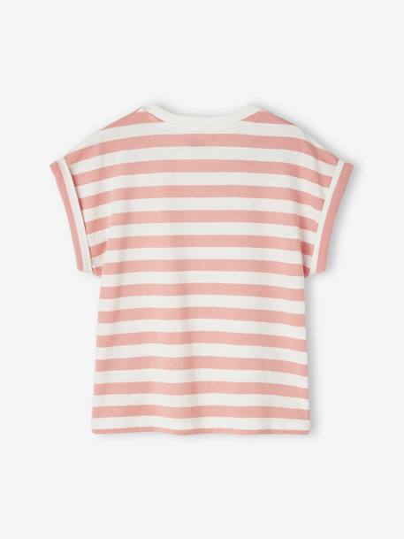 T-shirt rayé personnalisable fille rayé rose+rayé vert 