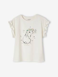 T-shirt à motif irisé fille manches courtes volantées