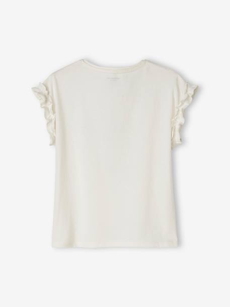 Mädchen T-Shirt mit Volantärmeln ecru+malve+marine+zartgelb 