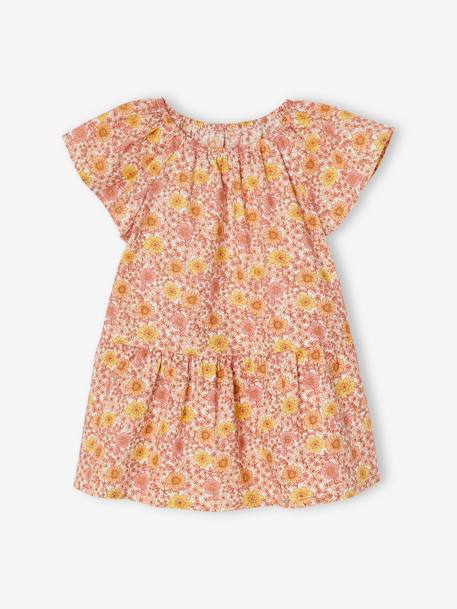 Robe fleurie bébé manches papillon blanc imprimé+écru 