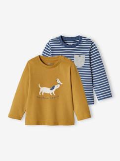 Lot de 2 T-shirts basics bébé motif animal et rayé