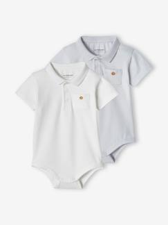 Vêtements en lot-Bébé-T-shirt, sous-pull-T-shirt-Lot de 2 bodies bébé naissance col polo avec poche