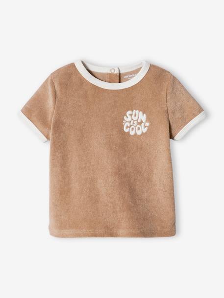 Baby-Set aus Frottee: T-Shirt & Shorts taupe 