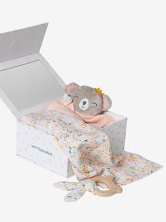 Coffret cadeau 3 pièces : lange + doudou personnalisable + hochet