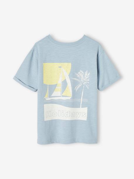 Jungen T-Shirt, Boot-Print hinten himmelblau 