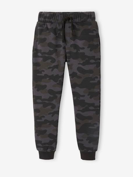 Pantalon jogging camouflage garçon en molleton noir imprimé 