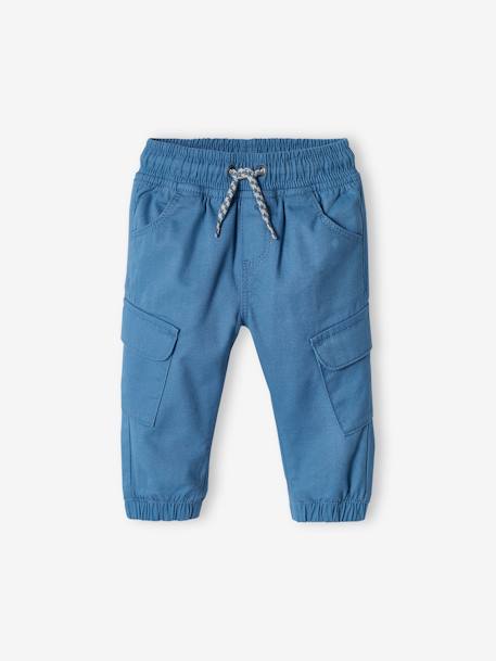 Baby Cargohose jeansblau+khaki 