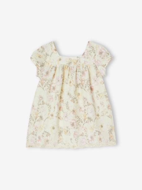 Mädchen Baby Kleid mit kurzen Ärmeln ecru 