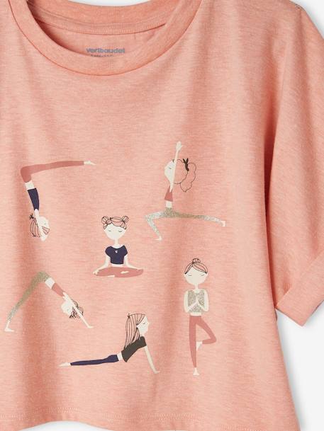 T-shirt cropped sport fille motifs égéries abricot 