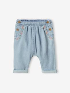 Baby-Hose, Jeans-Bestickte Baby Pluderhose, Denim