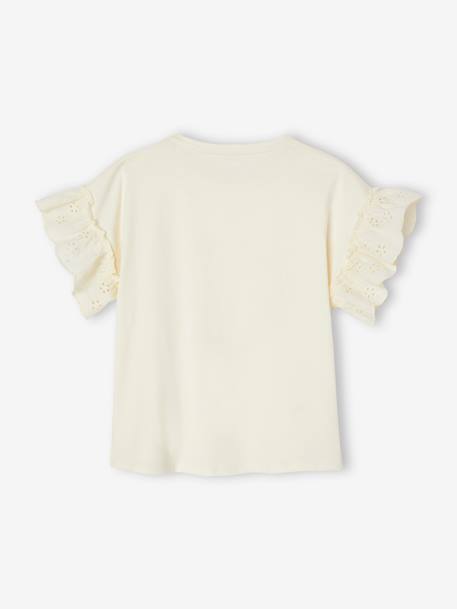 T-shirt motif couronne détails irisés fille écru 