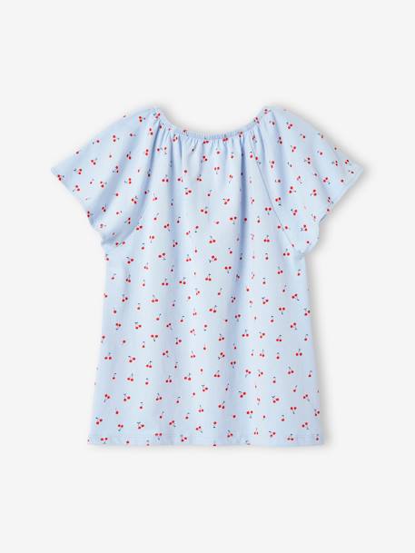 Mädchen T-Shirt mit Schmetterlingsärmeln, bedruckt himmelblau 