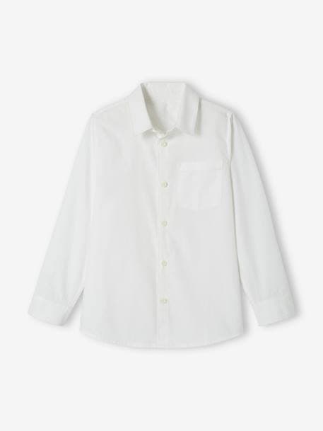 Chemise blanche en popeline manches longues garçon blanc 